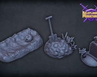 D&D Graveyard Scenery | RPG Model | Cemetery Scenery | Roleplaying + Miniatures