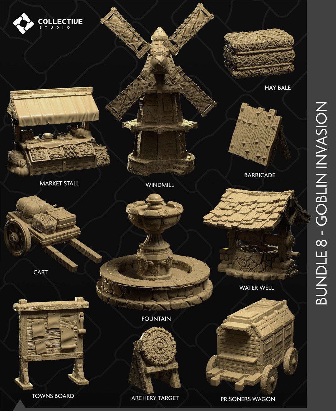 D&D Town Scenery Pack RPG Model Town Scenery Pack by Collective Studio ...