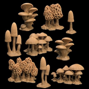 D&D Mushroom Terrain 9 Pieces Pack | RPG Model | by Dragon Trappers Lodge