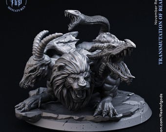 D&D Chimera / Monster / Boss Miniature | Model RPG | Chimera z kolekcji Transmutation of Reality - Flesh Of Gods