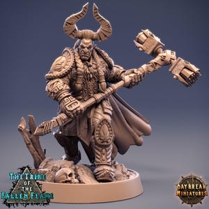 Bárbaro medio orco de D&D / Luchador / Miniatura de Pathfinder / Modelo de RPG / Gorden Shadowcaster de Daybreak Miniatures - Tribu de la Llama Caída