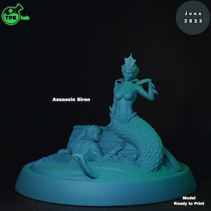 D&D Siren on Capsized Boat | RPG Model | Assassin Siren | By TPK LAB
