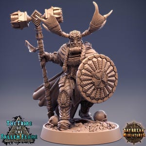 D&D Dwarf Barbarian / Fighter / Pathfinder Miniature | RPG Model | Grandmaster Stormhorn by Daybreak Miniatures - Tribe of the Fallen Flame