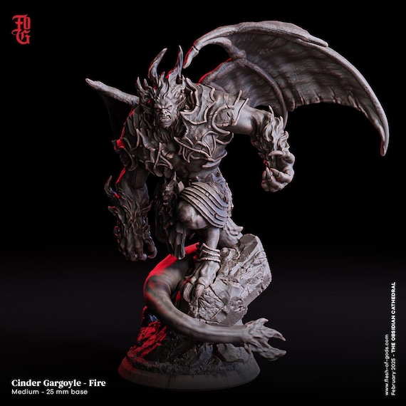 D&D Fire Gargoyle | RPG Model | Cinder Gargoyle - Fire | Flesh of