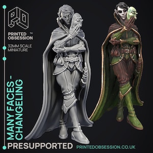 D&D Elf Changeling Rogue | RPG Model | Many Faces - Changeling | by Printed Obsession