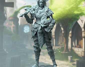 D&D Female Elf Paladin / Knight | RPG Model | Celathyn - Fey Elf Paladin | by DM Stash