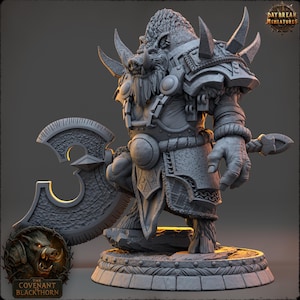 D&D Pigfolk / Boarfolk Barbarian | RPG Model | Skrenn Blacktusk | by Daybreak Miniatures