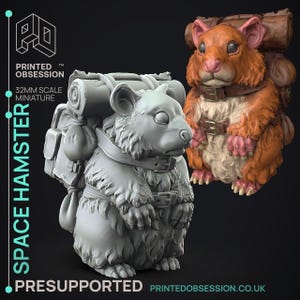 D&D Travel Hamster Pet | RPG Model | Space Hamster | by Printed Obsession