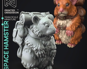 D&D Travel Hamster Pet | RPG Model | Space Hamster | by Printed Obsession