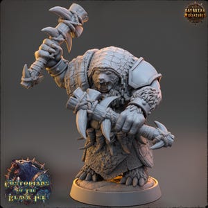 D&D Bärenvolk Winter Barbar | Rollenspielmodell | Reißzähne Magath | von Daybuck Miniatures