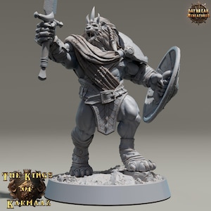 D&D Tabaxi Lion Champion | RPG Model | King Goldenmane | by Daybreak Miniatures