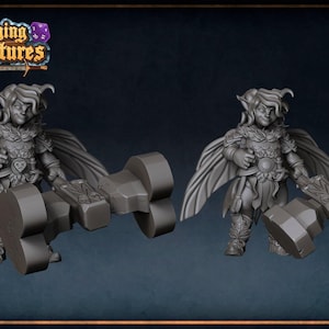 D&D Pixie Barbarian with Great Hammer | RPG Model | Pixie Barbarian | by Roleplaying + Miniatures