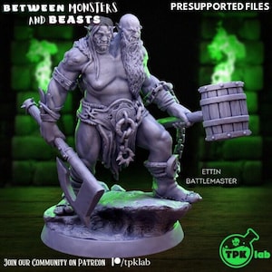 D&D Two Headed Ogre | RPG Model | Ettin Battlemaster By TPK LAB