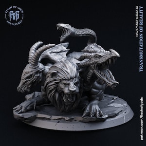 D&D Chimera / Monster / Boss Miniature | RPG Model | Chimera from the Transmutation of Reality Collection - Flesh Of Gods