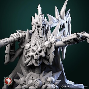 D&D Skeleton King | RPG Model | Hoar the Skeleton King | by White Werewolf Tavern
