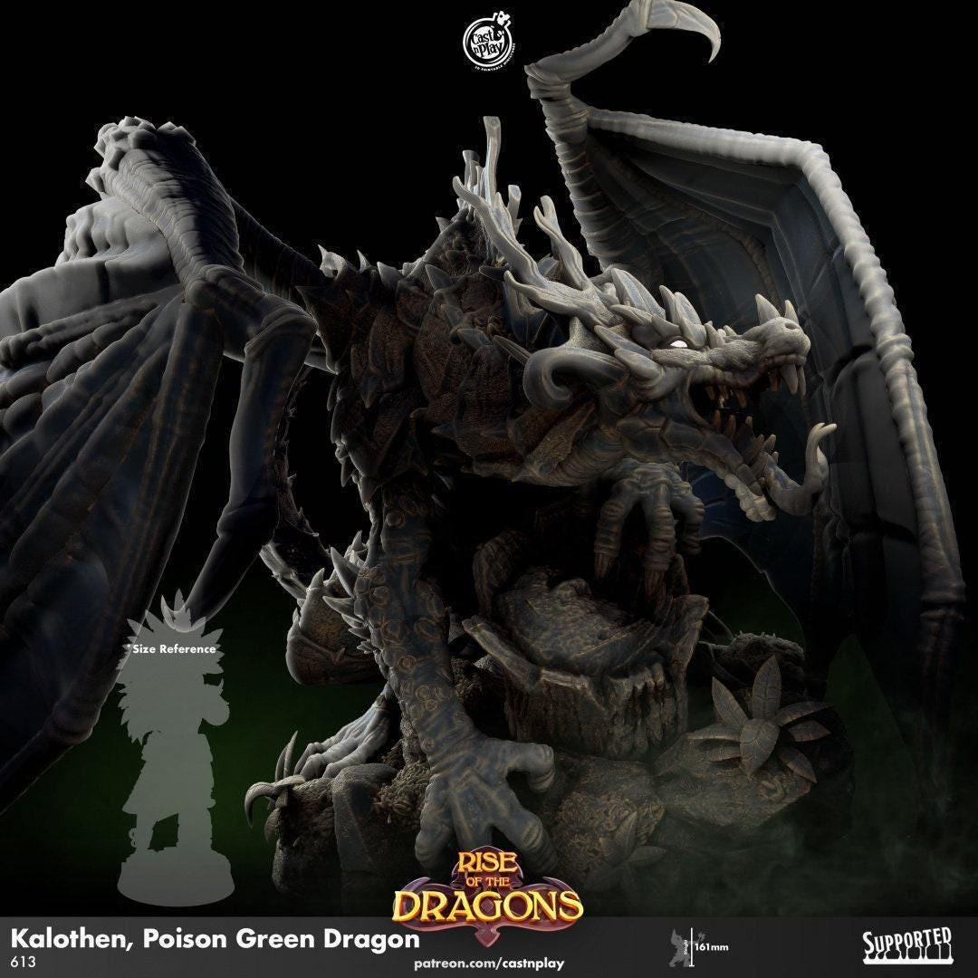 D&D Poison Green Dragon | RPG Model | Kalothen, Poison Green