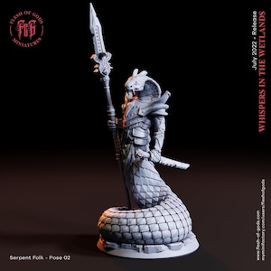 D&D Yuan-ti Spear Fighter | RPG Model | Serpent Folk Warrior by Flesh Of Gods