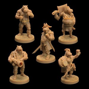 D&D Hippofolk Giff Pirates | RPG Model | Giff Sailors by Dragon Trappers Lodge