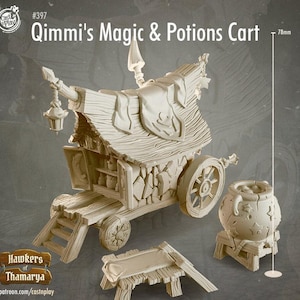 D&D 移動式ポーションベンダー風景 | RPG モデル | Qimmi の魔法とポーションカート | Cast n Play 作成