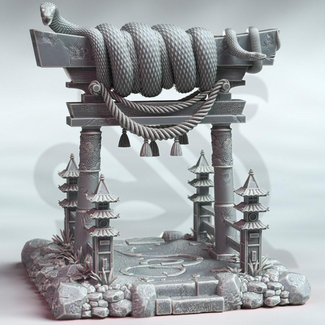 D&D Torii Gate With Massive Serpent Guardian | RPG Model | Yomikage No ...
