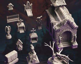 D&D Cemetery Mausoleum / Graveyard Scenery | RPG Model | Cemetery of the Damned | by DM Stash