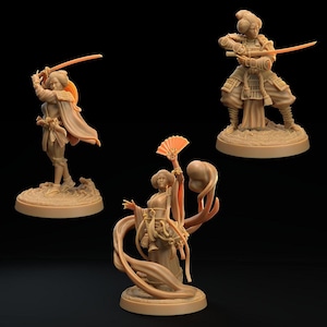 D&D Geisha, Samurai, Ronin 3 Pack | RPG Model | by Dragon Trappers Lodge