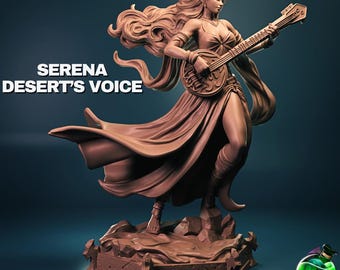 D&D Female Elegant Elf Bard with Lute | RPG Model | Serena Desert's Voice By TPK LAB