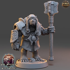 D&D Bärenvolk Barbar | Rollenspielmodell | Bernof Standfest | von Daybuck Miniatures
