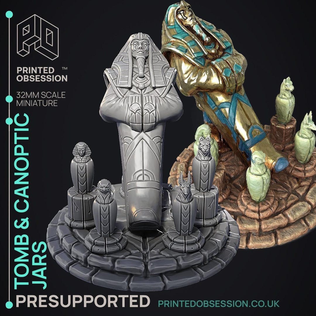 D&amp;D Sarcophagus Scenery | RPG Model | Tomb and Canopic Jars | by ...