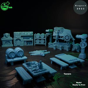D&D Full Tavern Interior Set | RPG Model | Tavern Decorations and Scenery | By TPK LAB