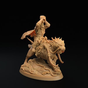 D&D Apefolk Necromancer on Sabertooth | RPG Model | Bobokai Necromancer Mounted | by Dragon Trappers Lodge