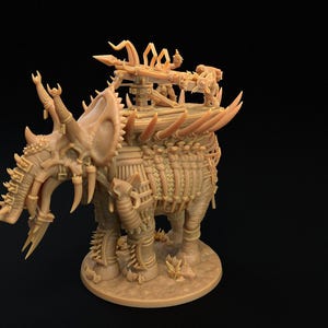 D&D Monkeyfolk Ballista on War Elephant | RPG Model | Skull Grinder with Siege Weapons Scenery | by Dragon Trappers Lodge