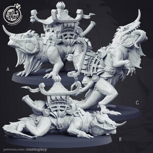 D&D Lizard Carriage / Palanquin | RPG Model | Mounted Lizard | by Cast n Play