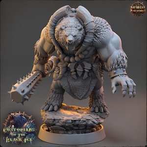D&D Bärenvolk Wikinger Barbar mit Schlagkeule | Rollenspielmodell | Piotr Eberblut | von Daybuck Miniatures