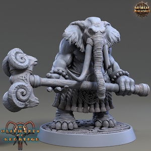 D&D Elephant Folk Barbarian | RPG Model | Plaaka Headgear | by Daybreak Miniatures