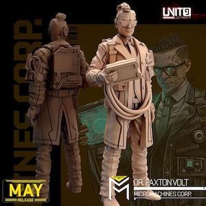 Cyberpunk Corpo / Netrunner with Cyberdeck | RPG Model | Dr Paxton Volt by Unit9