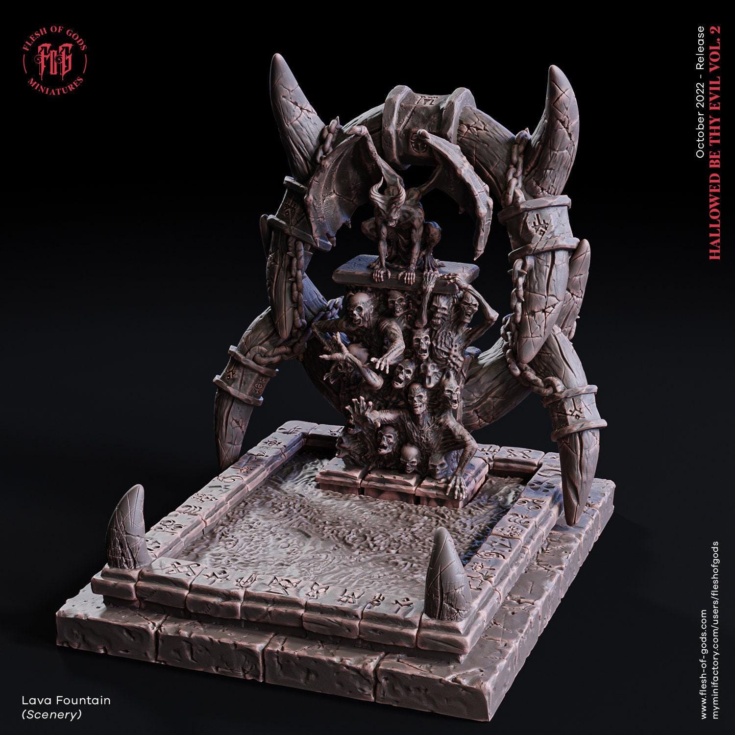 D&D Hell Fountain Scenery | RPG Model | Lava Fountain - Flesh Of Gods