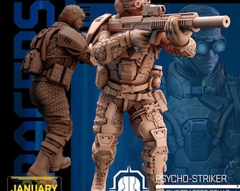 Cyberpunk MaxTac Solo with Assault Rifle | RPG Model | Psycho Tracers V4 by Unit9