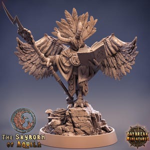 D&D Aarakocra Wizard / Sorcerer / Paladin / Warlock | RPG Model | Derment of the Black Clouds from Skyborn of Aquila | Daybreak Miniatures