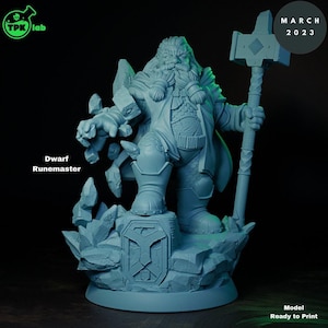D&D Dwarf Runemaster Paladin | RPG Model | Dwarf Runemaster | By TPK LAB