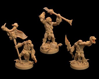 D&D Ape Tribal Warriors | RPG Model | Bobokai Command Group with Spears | by Dragon Trappers Lodge