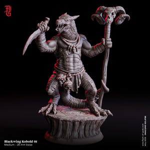 D&D Kobold Necromancer | RPG Model | Blackwing Kobold 01 | Flesh Of Gods