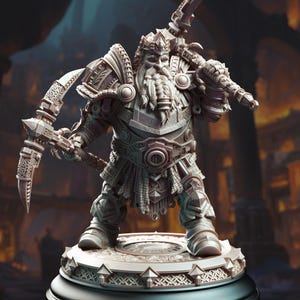 D&D Dwarven General with Ornate Pickaxes | RPG Model | Gordrain Stonehand - Dwarven General | by DM Stash