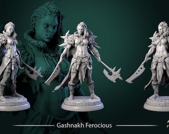 D&D Kvinnlig Orchbarbar | RPG-modell | Gashnakh Ferocious | av White Werewolf Tavern