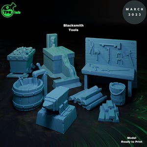 D&D Blacksmith Tools Scenery | RPG Model | Blacksmith Tools | By TPK LAB