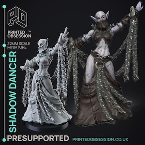 Elfa Oscura Hechicera/Bruja/Modelo RPG/Bailarina de las Sombras de D&D por Printed Obsession