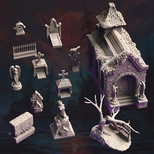 D&D Cemetery Mausoleum / Graveyard Scenery | RPG Model | Cemetery of the Damned | by DM Stash