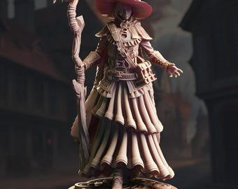 D&D Weiblicher Evokation Zauberer mit Hexenhut | Rollenspielmodell | Alia von Ardris - Adept der Evokation | von DM Stash