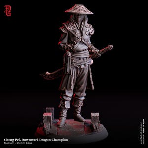Guerreira Samurai Feminina de D&D | Modelo de RPG | Cheng Pei, Campeã do Dragão Descendente por Flesh Of Gods