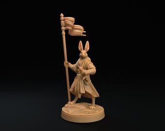 D&D Fey Rabbit Soldier Bannerman | RPG Model | Harengon Banner Bearer | by Dragon Trappers Lodge